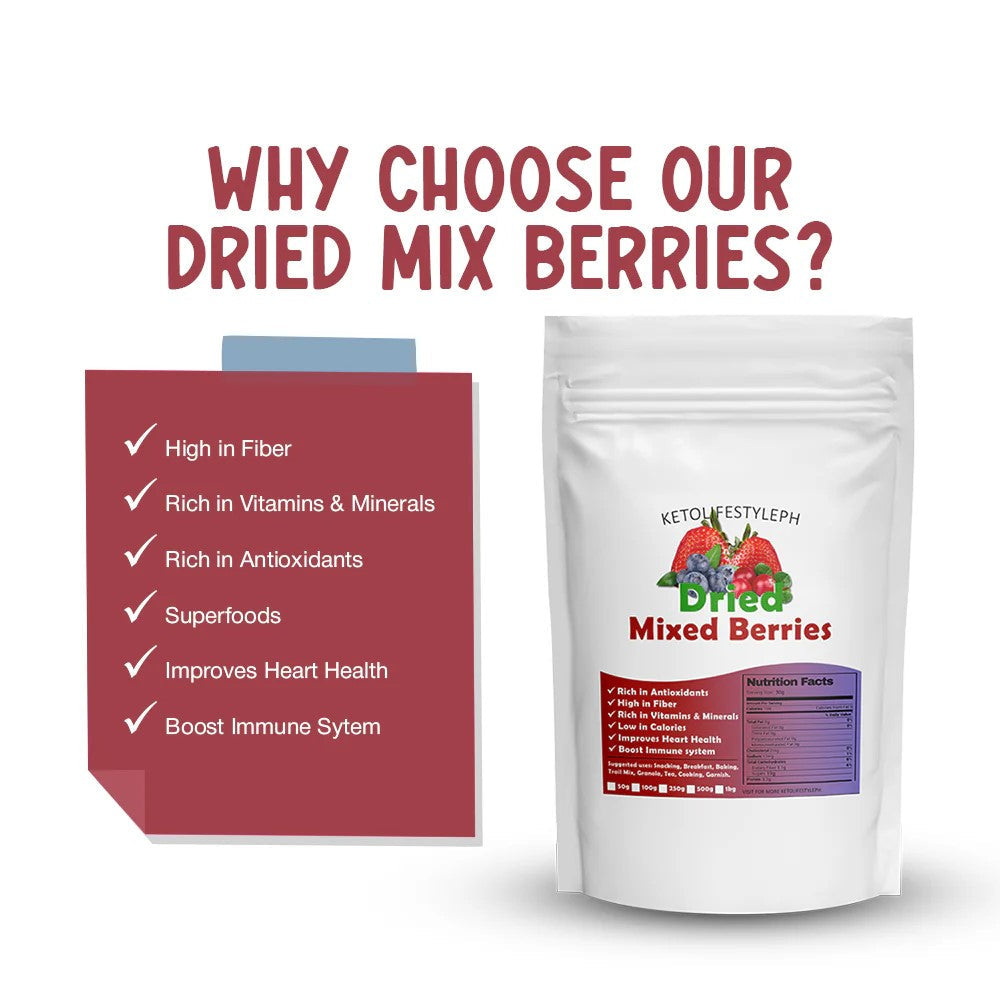 Dried Mixed Berries (Strawberries/Blueberries/Cranberries)