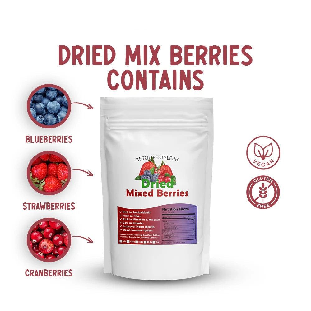 Dried Mixed Berries (Strawberries/Blueberries/Cranberries)
